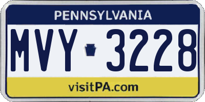 PA license plate MVY3228