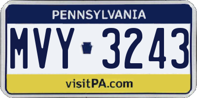 PA license plate MVY3243