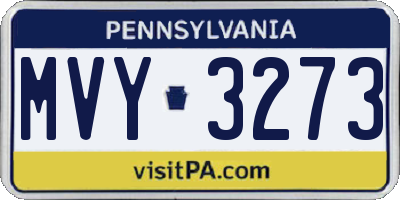 PA license plate MVY3273