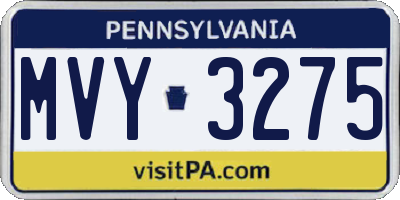 PA license plate MVY3275
