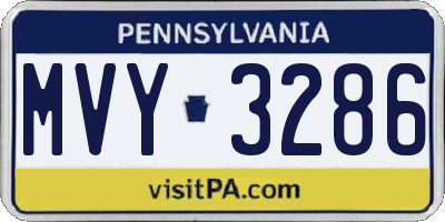 PA license plate MVY3286