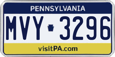 PA license plate MVY3296