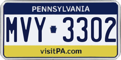 PA license plate MVY3302