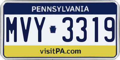 PA license plate MVY3319