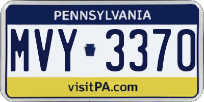 PA license plate MVY3370