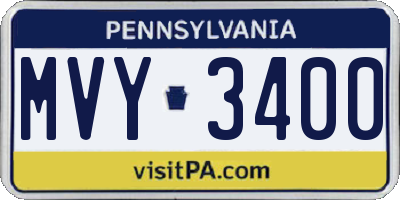 PA license plate MVY3400