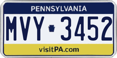 PA license plate MVY3452