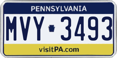 PA license plate MVY3493