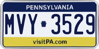 PA license plate MVY3529