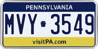 PA license plate MVY3549