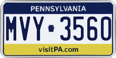 PA license plate MVY3560