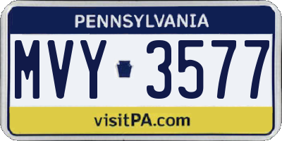 PA license plate MVY3577