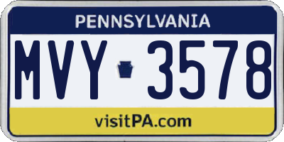 PA license plate MVY3578