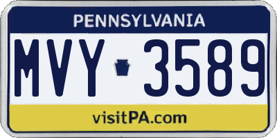 PA license plate MVY3589