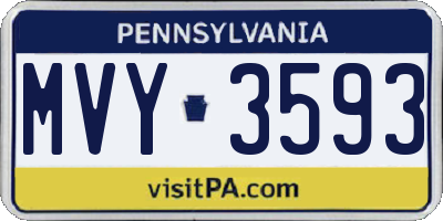 PA license plate MVY3593