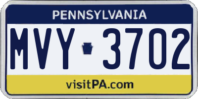 PA license plate MVY3702