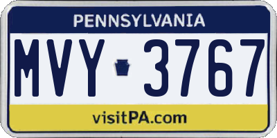PA license plate MVY3767