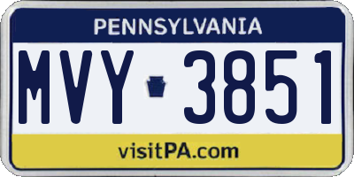 PA license plate MVY3851