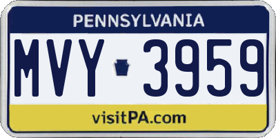 PA license plate MVY3959