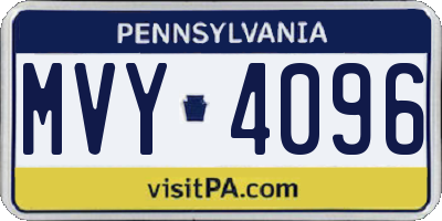 PA license plate MVY4096