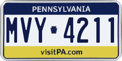 PA license plate MVY4211