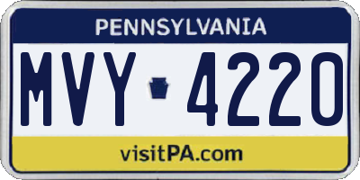 PA license plate MVY4220