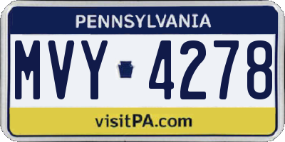 PA license plate MVY4278