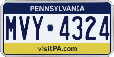 PA license plate MVY4324