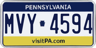 PA license plate MVY4594