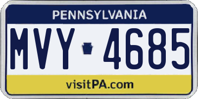 PA license plate MVY4685