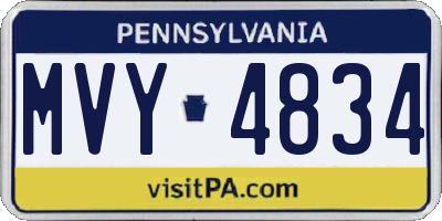 PA license plate MVY4834