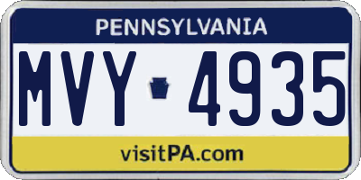 PA license plate MVY4935
