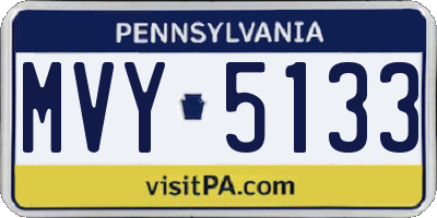 PA license plate MVY5133