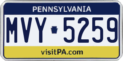 PA license plate MVY5259