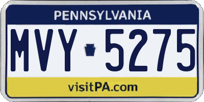 PA license plate MVY5275