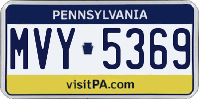 PA license plate MVY5369