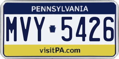 PA license plate MVY5426
