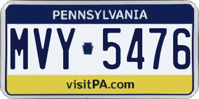 PA license plate MVY5476