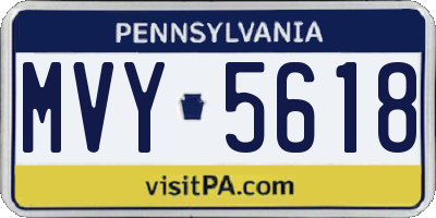 PA license plate MVY5618