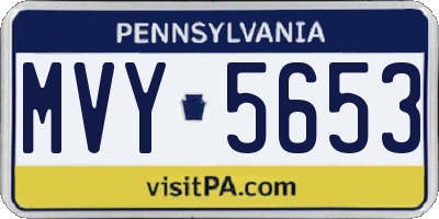 PA license plate MVY5653