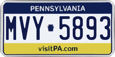 PA license plate MVY5893