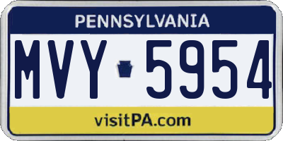 PA license plate MVY5954