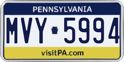 PA license plate MVY5994