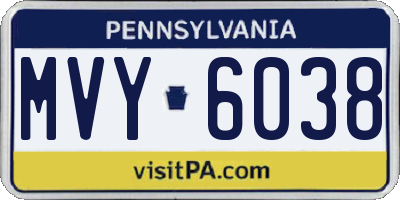 PA license plate MVY6038