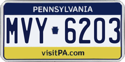 PA license plate MVY6203