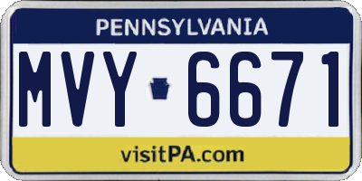 PA license plate MVY6671