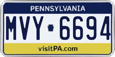PA license plate MVY6694