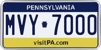 PA license plate MVY7000