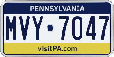 PA license plate MVY7047