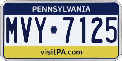 PA license plate MVY7125